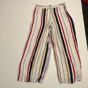 Striped Forever 21 Flowy Cropped Pants